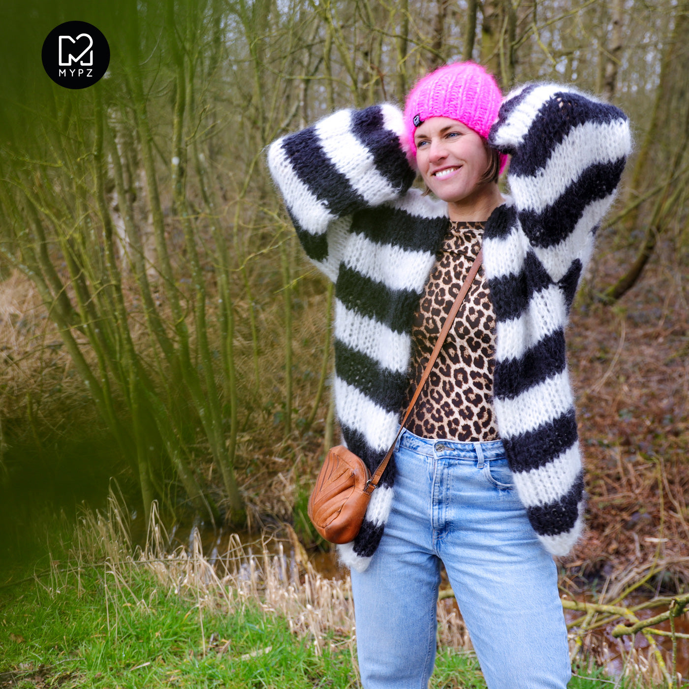 Breipakket – MYPZ Chunky Mohair vest Black & White No.15 (ENG-NL-DE)