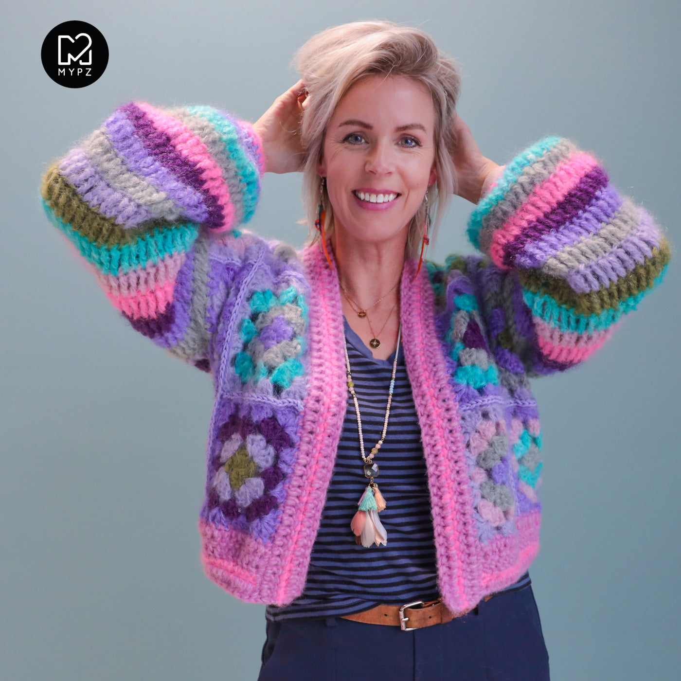 Haakpatroon - MYPZ Granny square Mohair vest Purple-Candy (ENG-NL-DE)