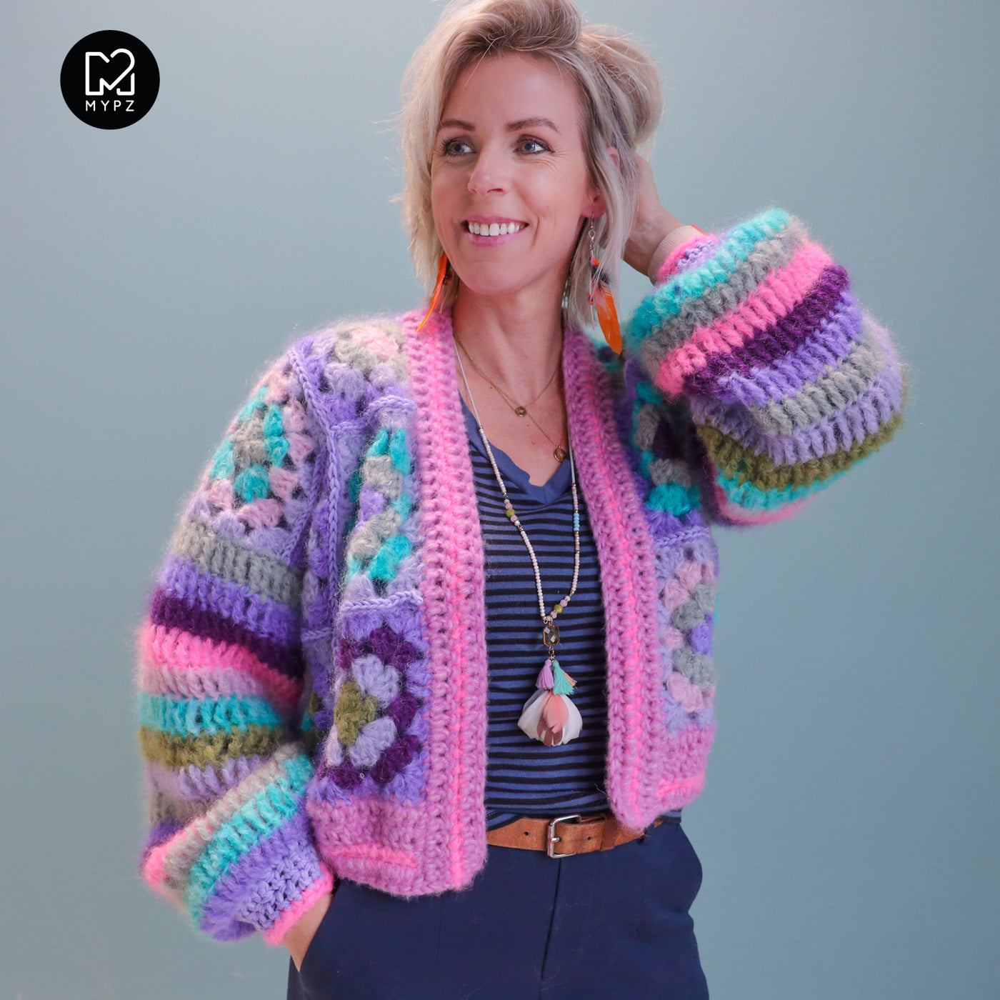 Haakpatroon - MYPZ Granny square Mohair vest Purple-Candy (ENG-NL-DE)