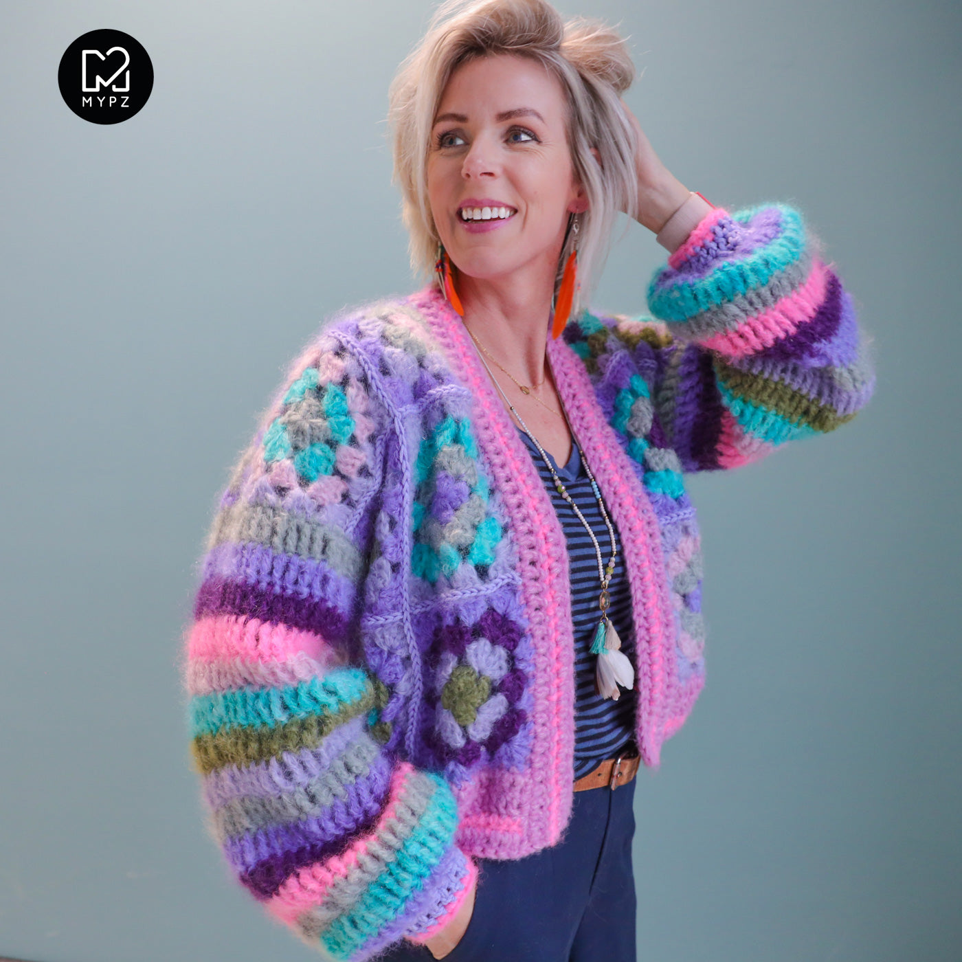 Haakpatroon - MYPZ Granny square Mohair vest Purple-Candy (ENG-NL-DE)