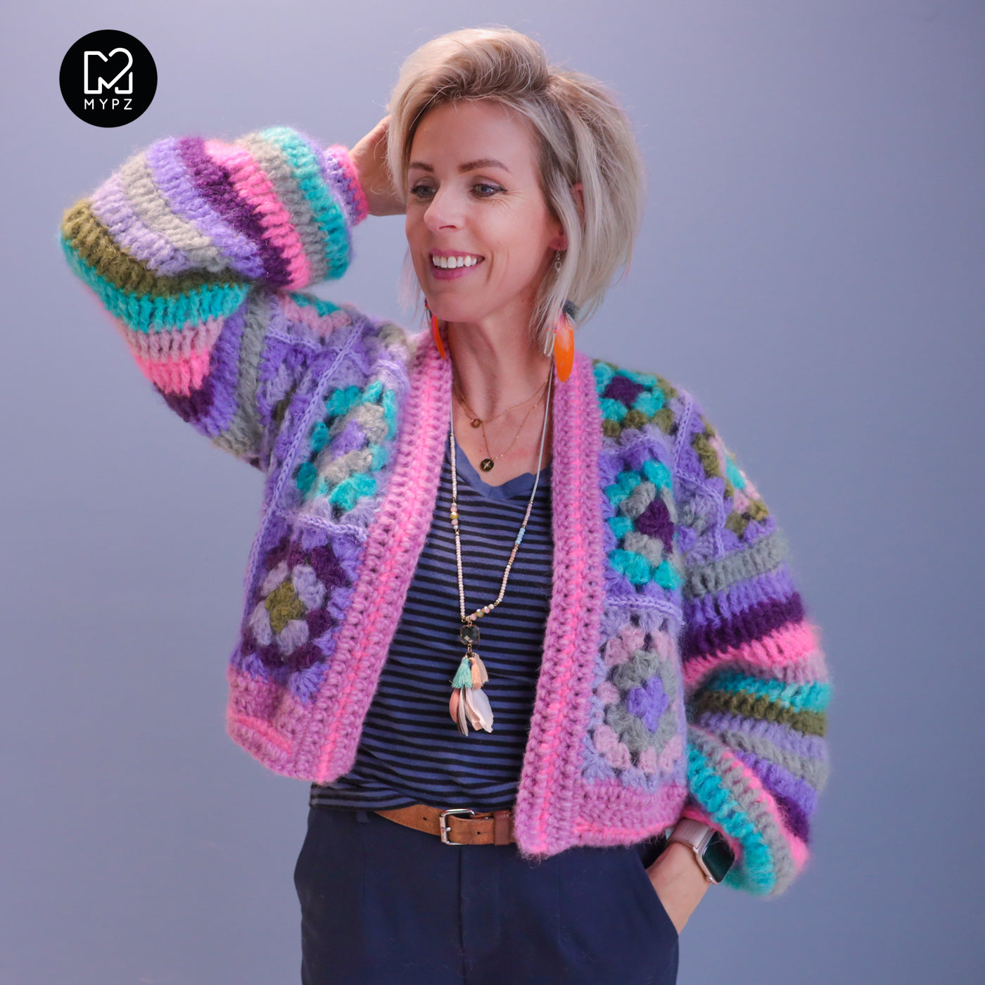 Haakpatroon - MYPZ Granny square Mohair vest Purple-Candy (ENG-NL-DE)