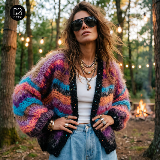 MYPZ kort grofgebreid mohairvest Maple Wave nr. 12