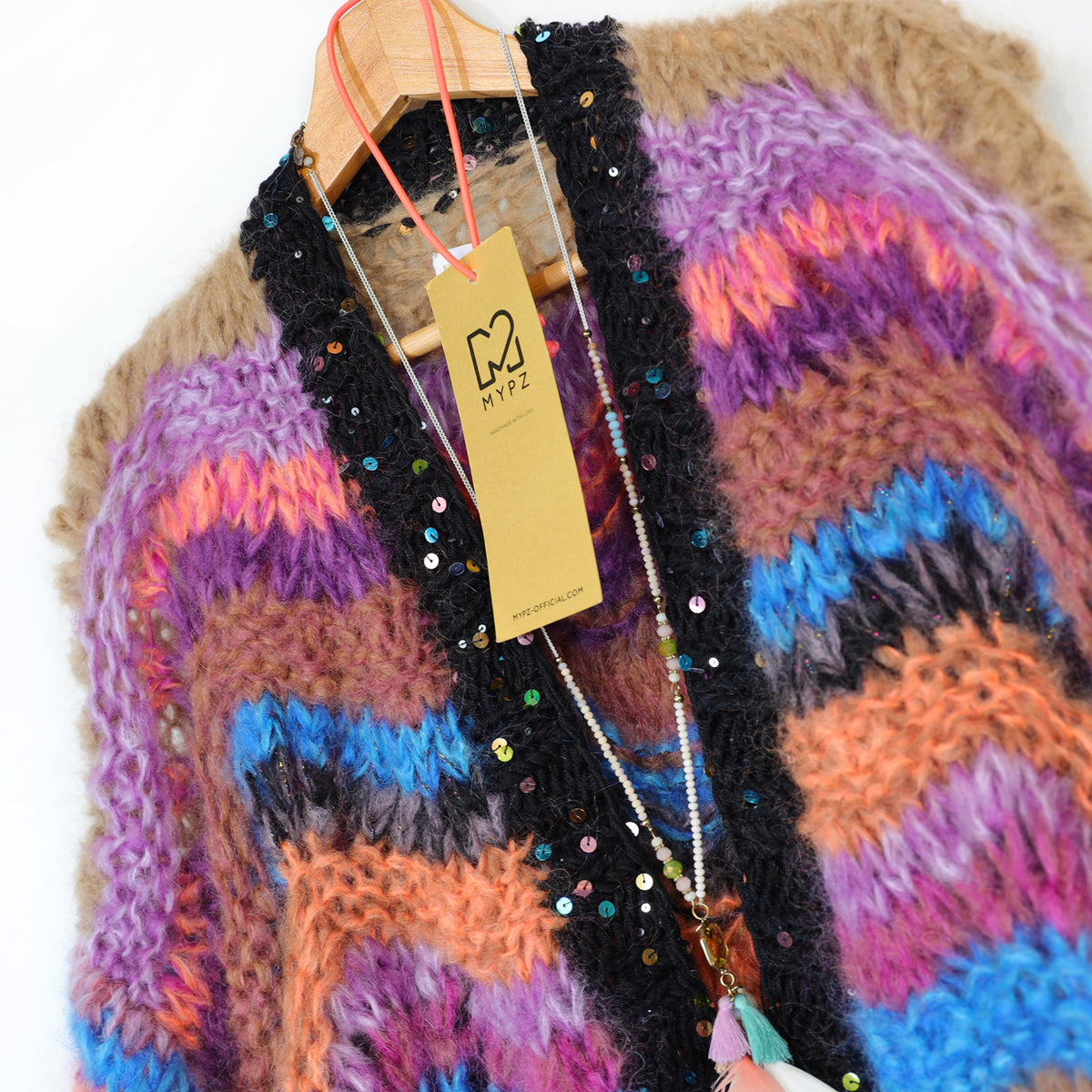 MYPZ kort grofgebreid mohairvest Maple Wave nr. 12