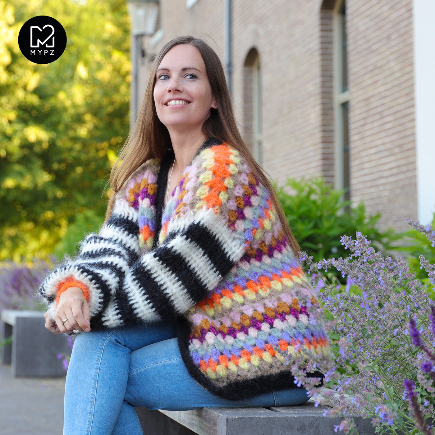 Haakpakket - MYPZ Mohair Granny stripes vest Butterfly (ENG-NL)