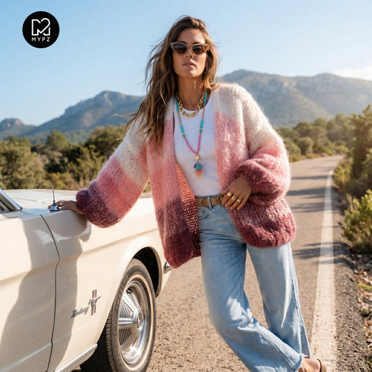 Breipatroon – MYPZ Chunky Mohair Cardigan Gradient Melon No. 15 (ENG-NL-DE)