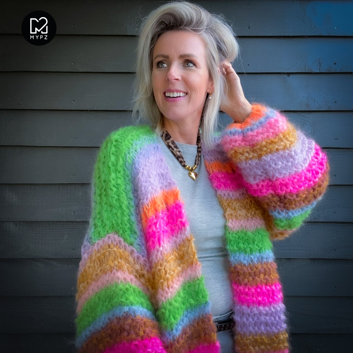Breipakket – MYPZ Chunky Mohair Cardigan Rainbow Sorbet No.15 (ENG-NL-DE)