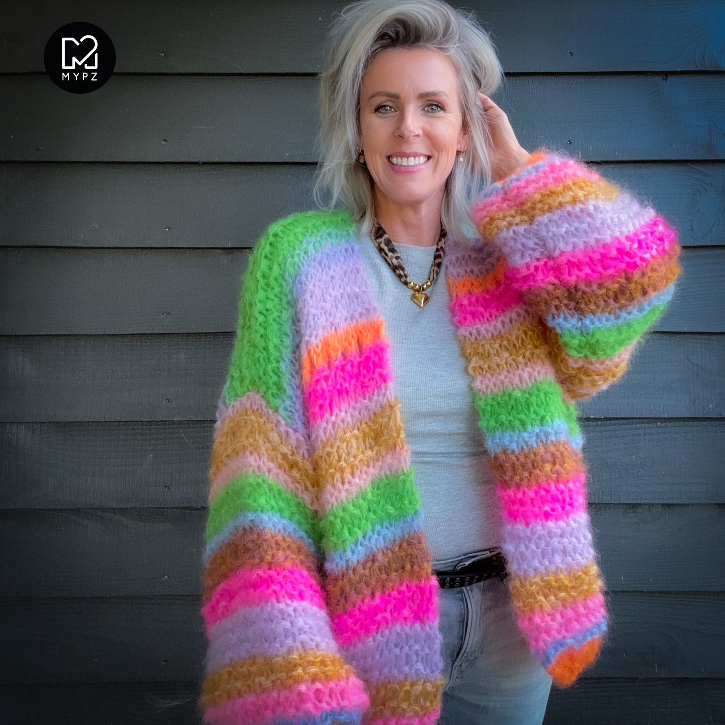 Breipakket – MYPZ Chunky Mohair Cardigan Rainbow Sorbet No.15 (ENG-NL-DE)