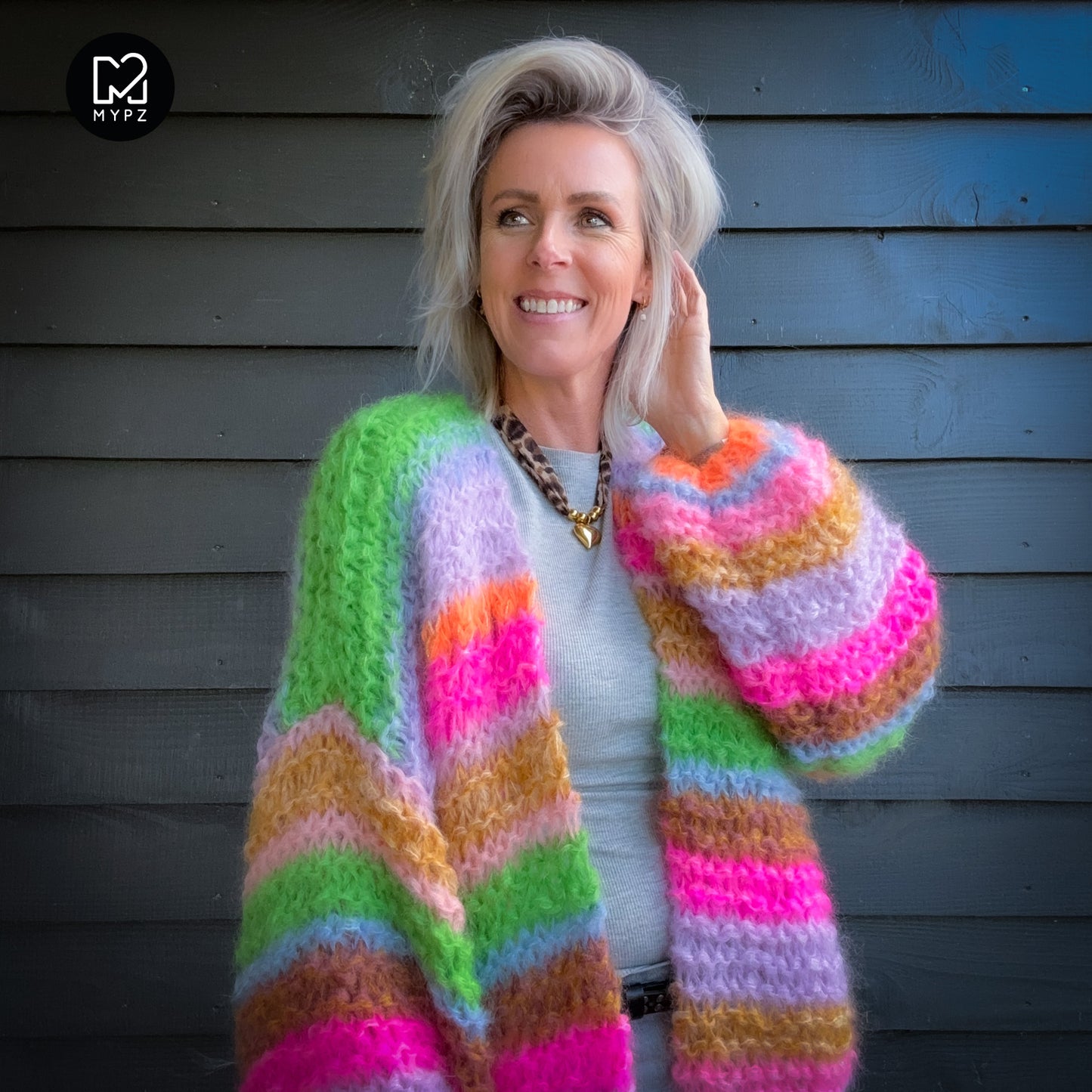 Breipakket – MYPZ Chunky Mohair Cardigan Rainbow Sorbet No.15 (ENG-NL-DE)