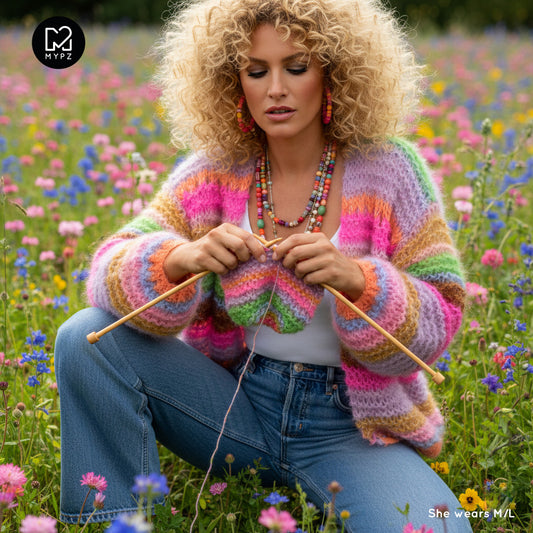 Breipakket – MYPZ Chunky Mohair Cardigan Rainbow Sorbet No.15 (ENG-NL-DE)