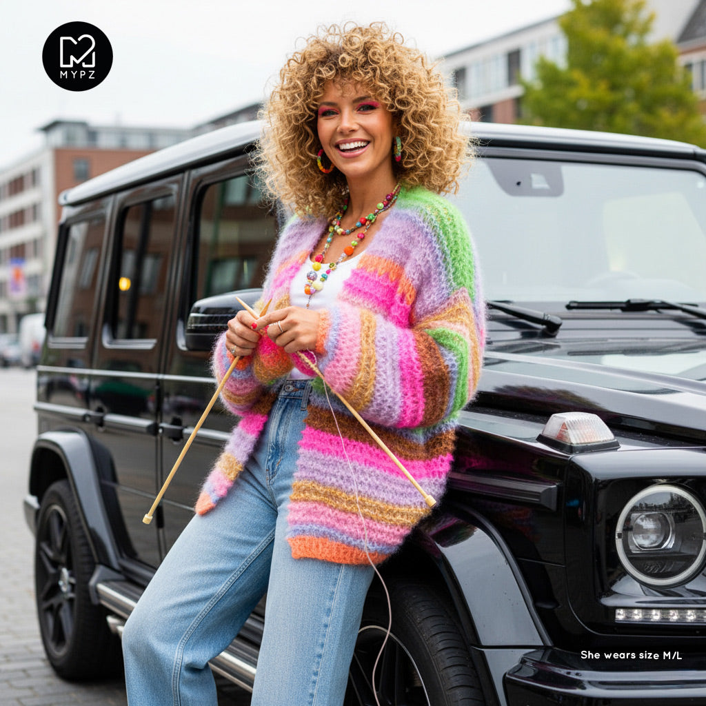 Breipakket – MYPZ Chunky Mohair Cardigan Rainbow Sorbet No.15 (ENG-NL-DE)