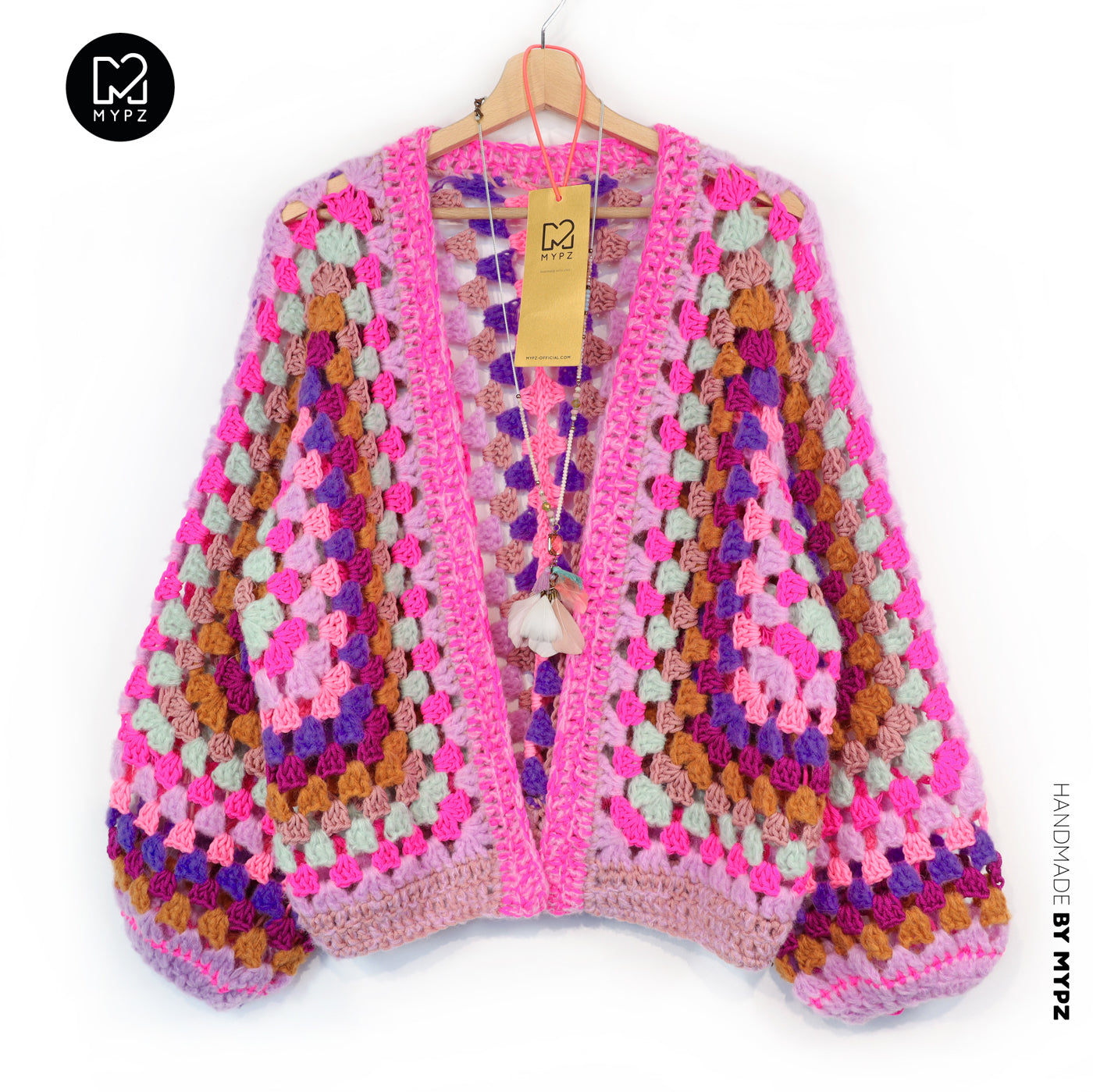 Crochet pattern - MYPZ Hexagon Cardigan Violet Pop (ENG-NL-DE-FR