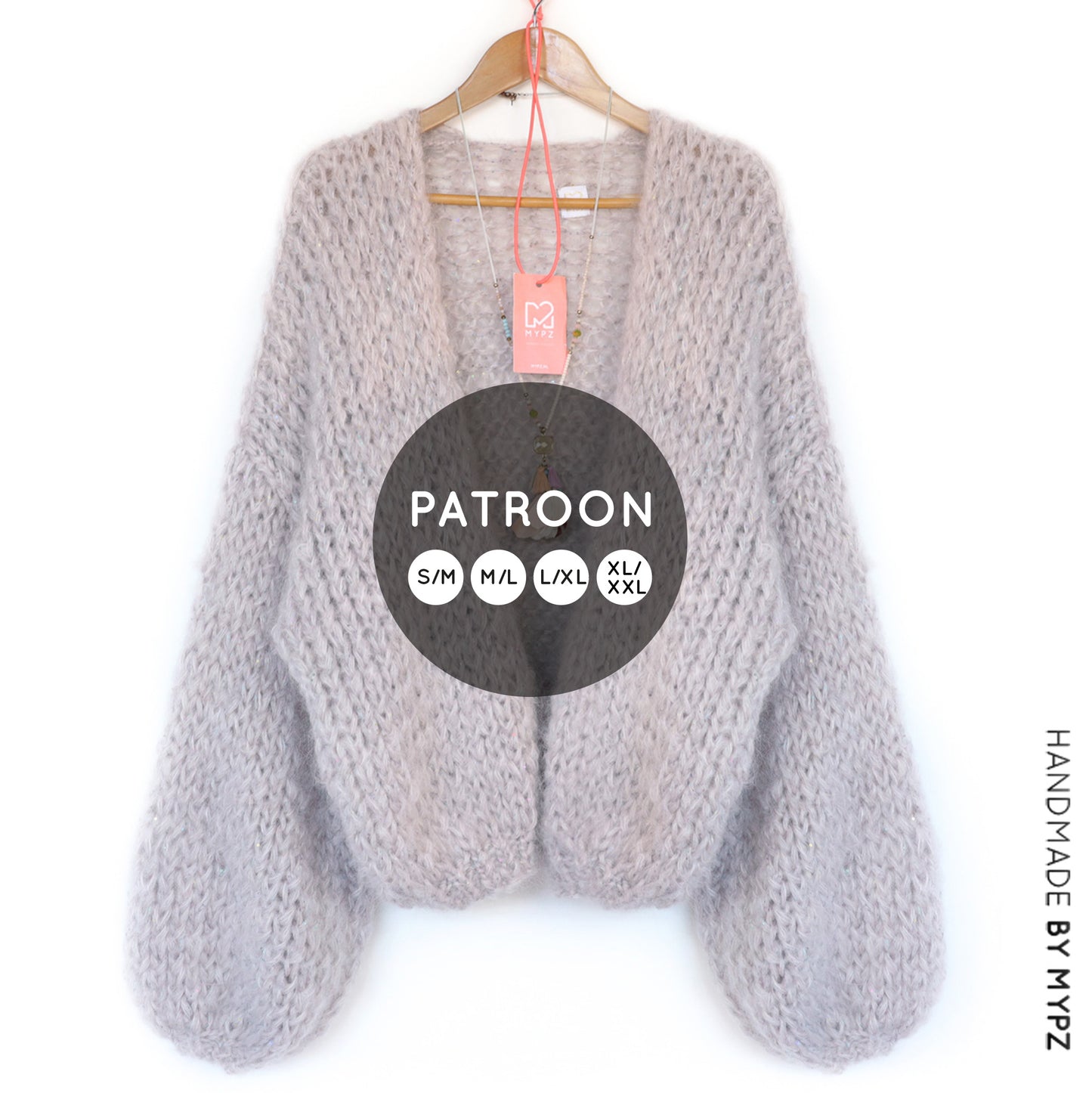 Breipatroon – MYPZ short basic chunky cardigan Sparkling No15 (ENG-NL-DE)