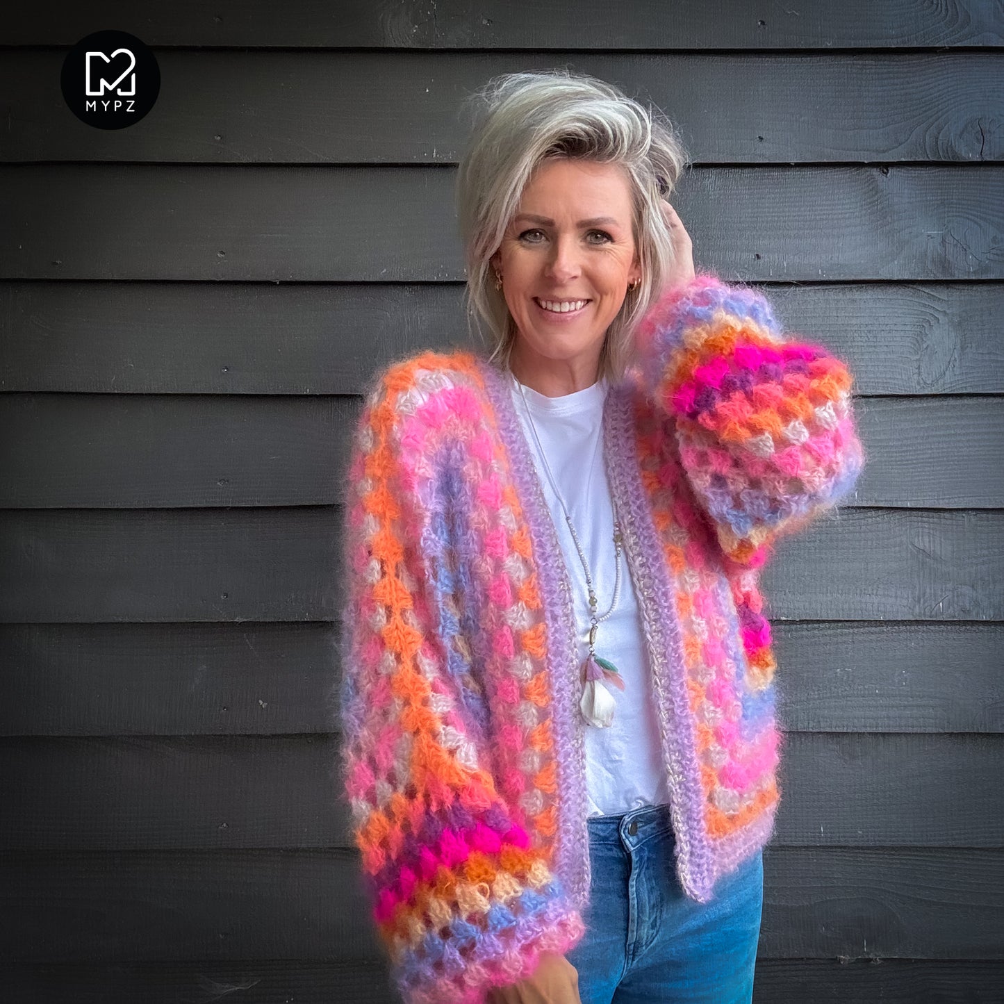 Crochet kit - MYPZ Hexagon Cardigan Pink Vibes (ENG-NL-DE)