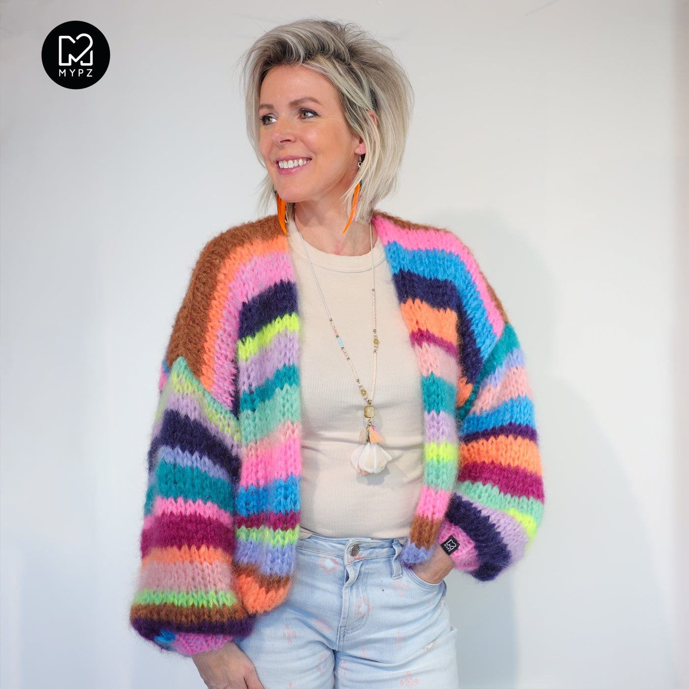 Breipatroon – Chunky Mohair Vest Rainbow Medley No.12 (ENG-NL-DE)