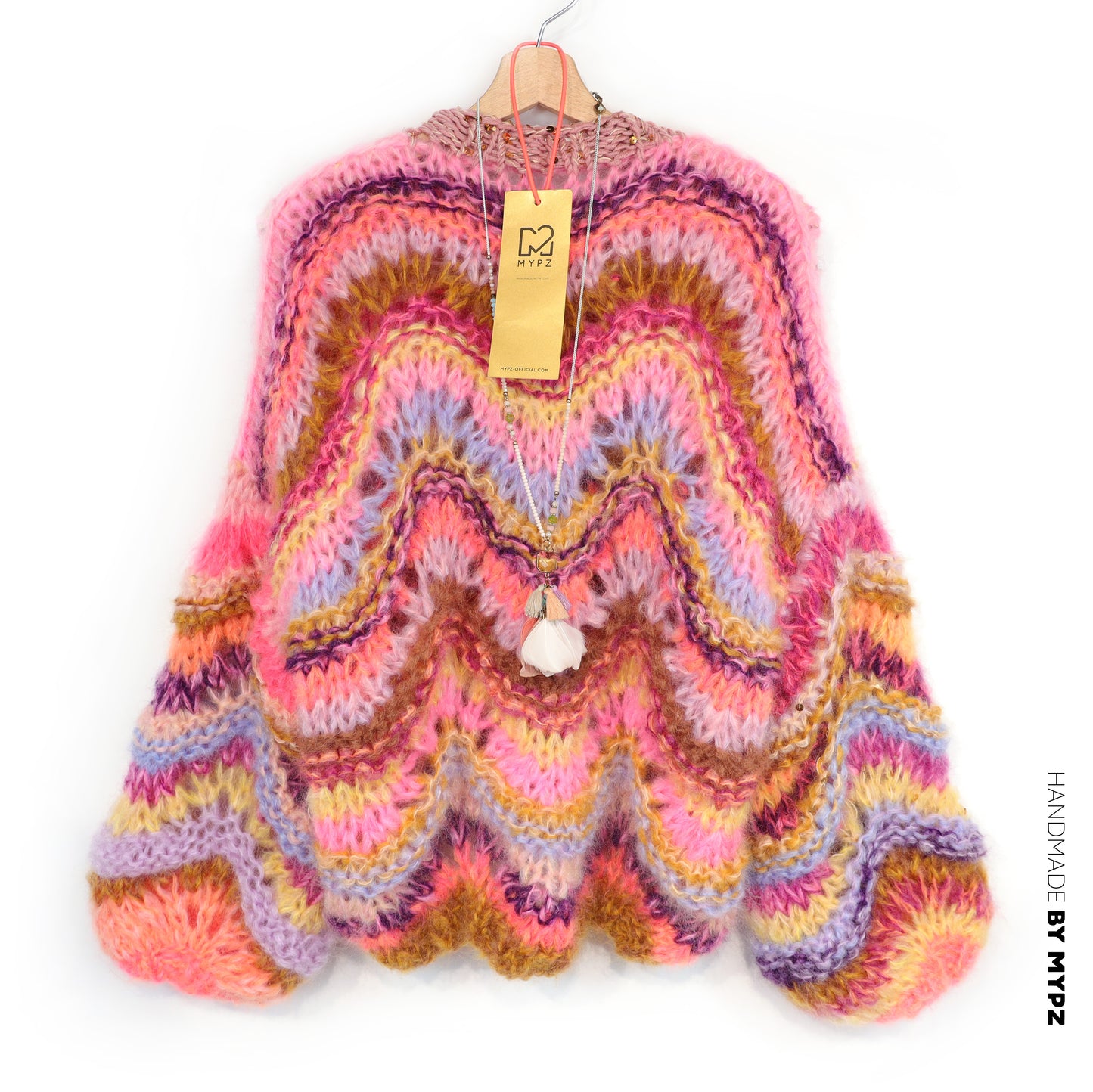 Knitting Kit – Chunky Mohair Pullover Colorflow Wave No.12 (ENG-NL-DE)
