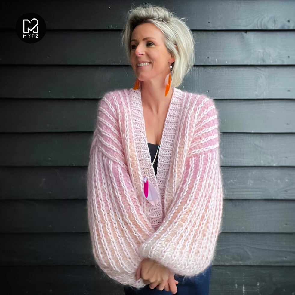 MYPZ Chunky Mohair Rib Cardigan Vanilla