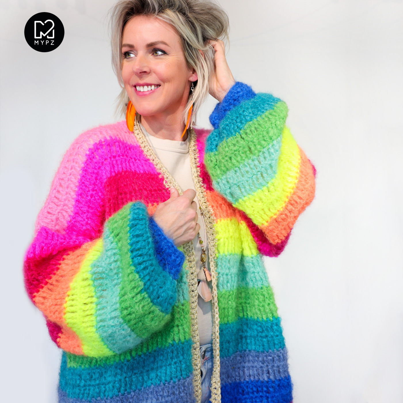 Haakpakket - Chunky Mohair cardigan Bowie Crochet (ENG-NL-DE)
