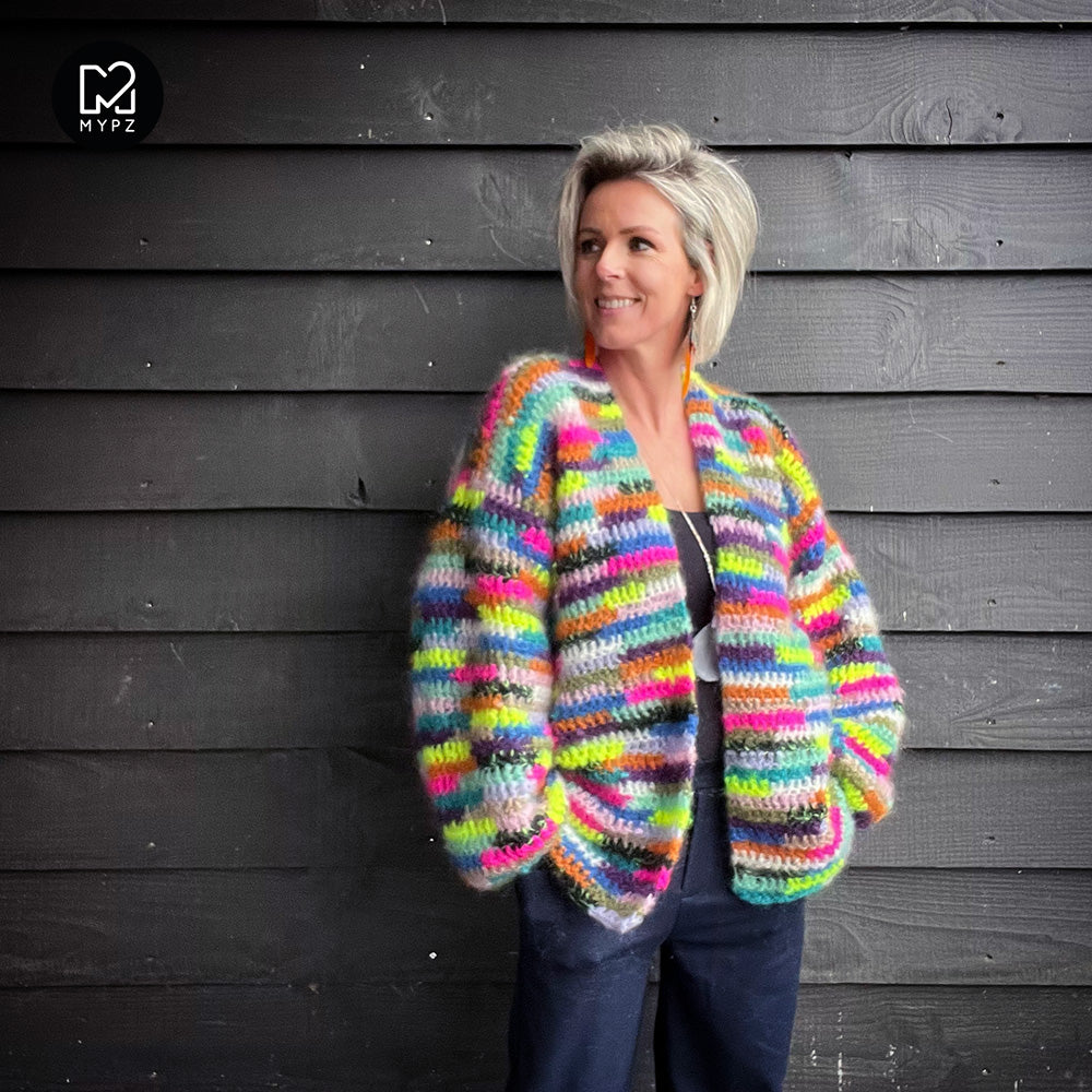 Haakpakket - Chunky Mohair vest Groovy Rainbow (ENG-NL)