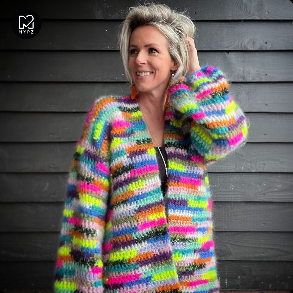 Haakpakket - Chunky Mohair vest Groovy Rainbow (ENG-NL)