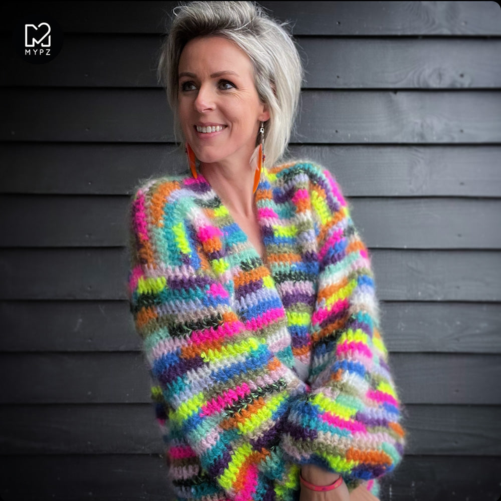 Haakpakket - Chunky Mohair vest Groovy Rainbow (ENG-NL)