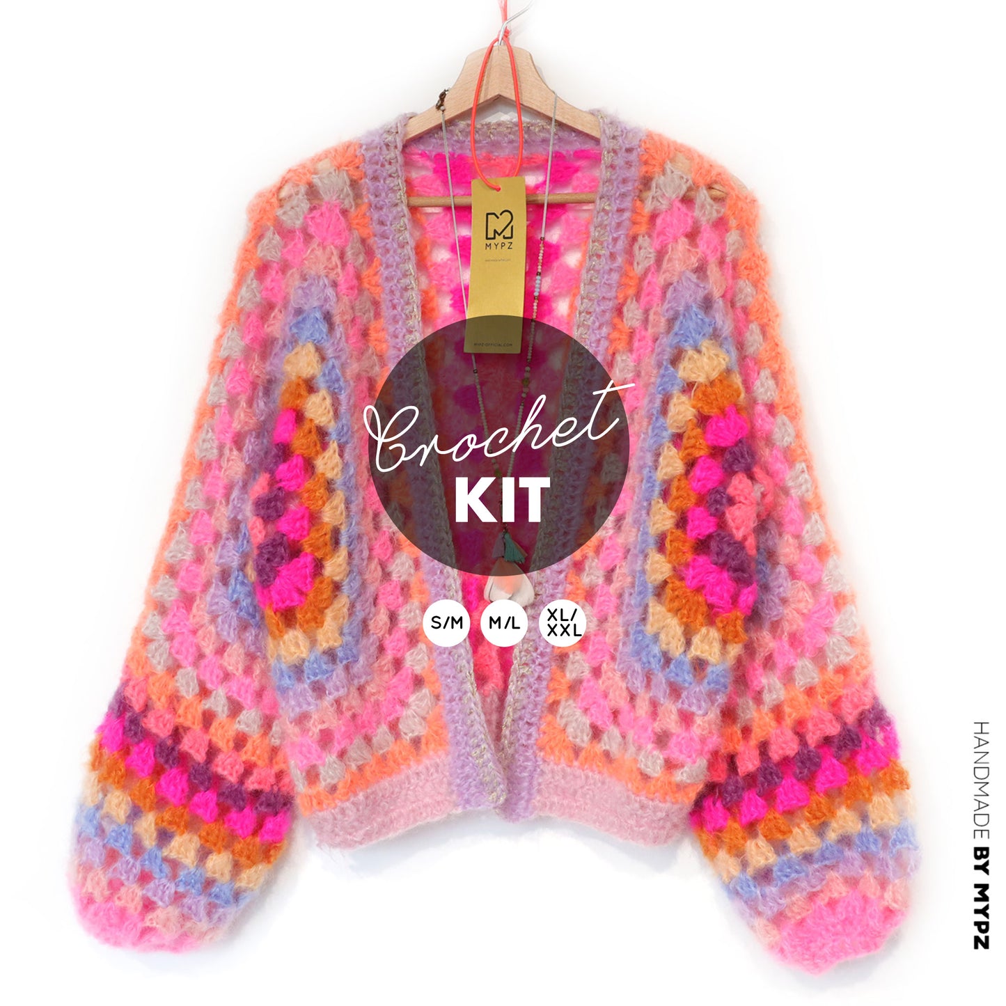 Crochet kit - MYPZ Hexagon Cardigan Pink Vibes (ENG-NL-DE)