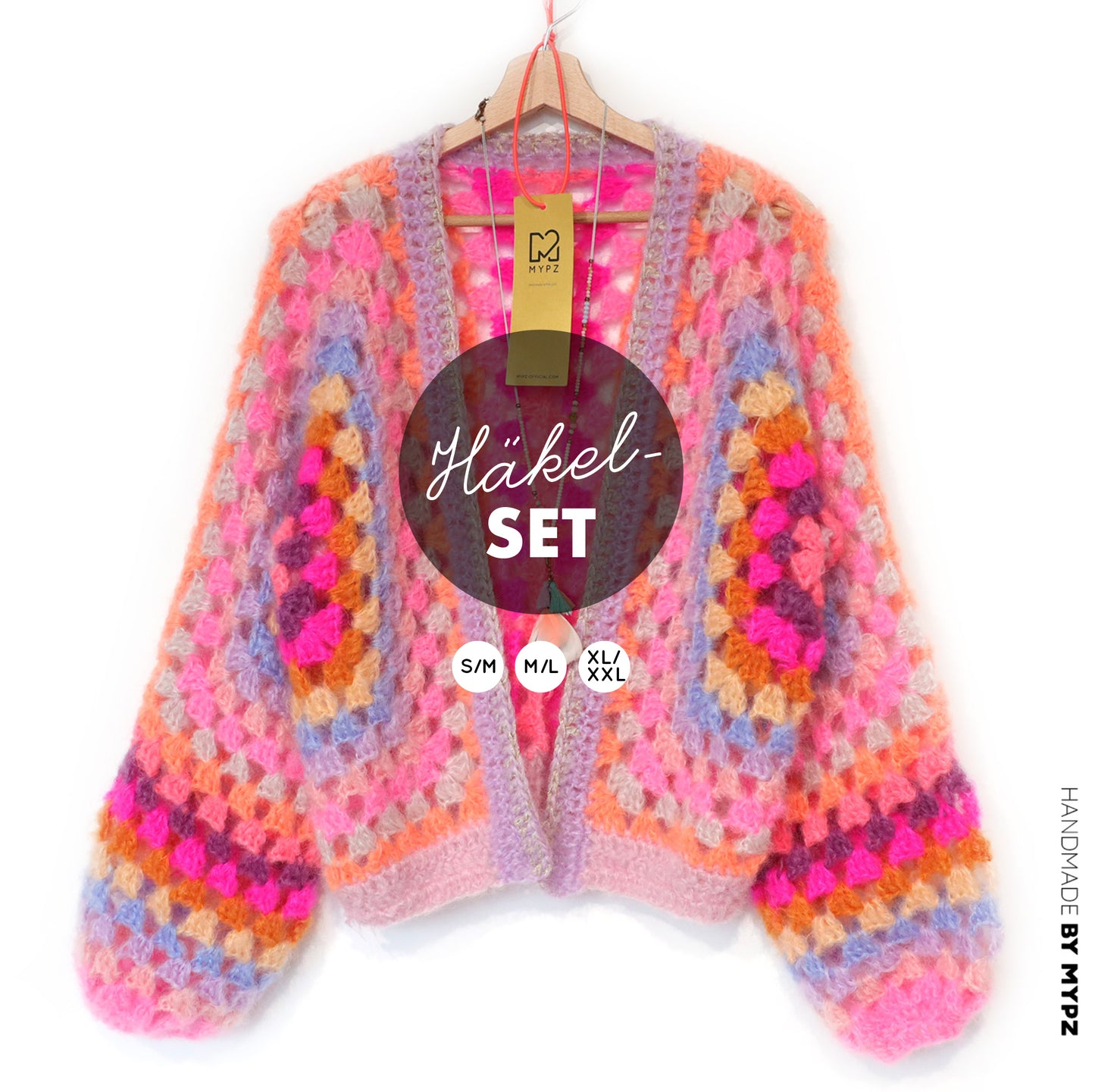 Crochet kit - MYPZ Hexagon Cardigan Pink Vibes (ENG-NL-DE)