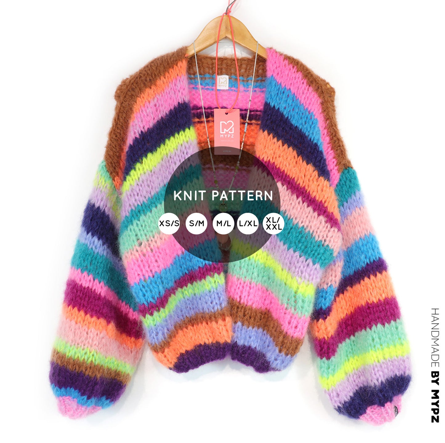 Breipatroon – Chunky Mohair Vest Rainbow Medley No.12 (ENG-NL-DE)