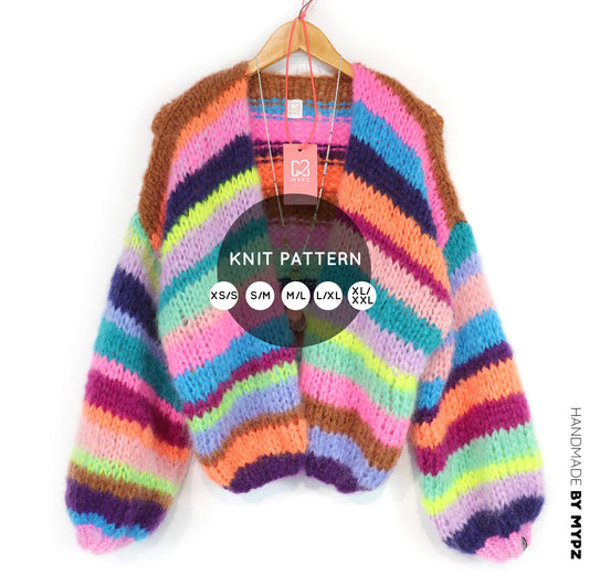 Breipatroon – Chunky Mohair Vest Rainbow Medley No.12 (ENG-NL-DE)