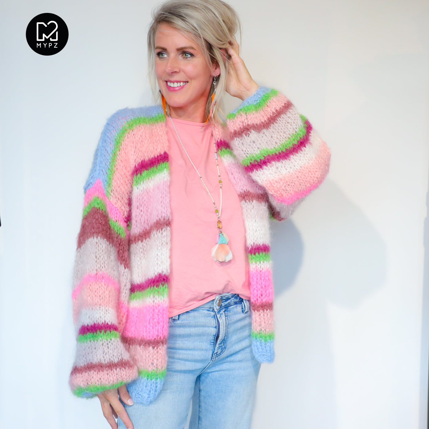 Knitting kit – MYPZ Basic Light Mohair Cardigan Candy Clouds No10 (ENG-NL-DE)