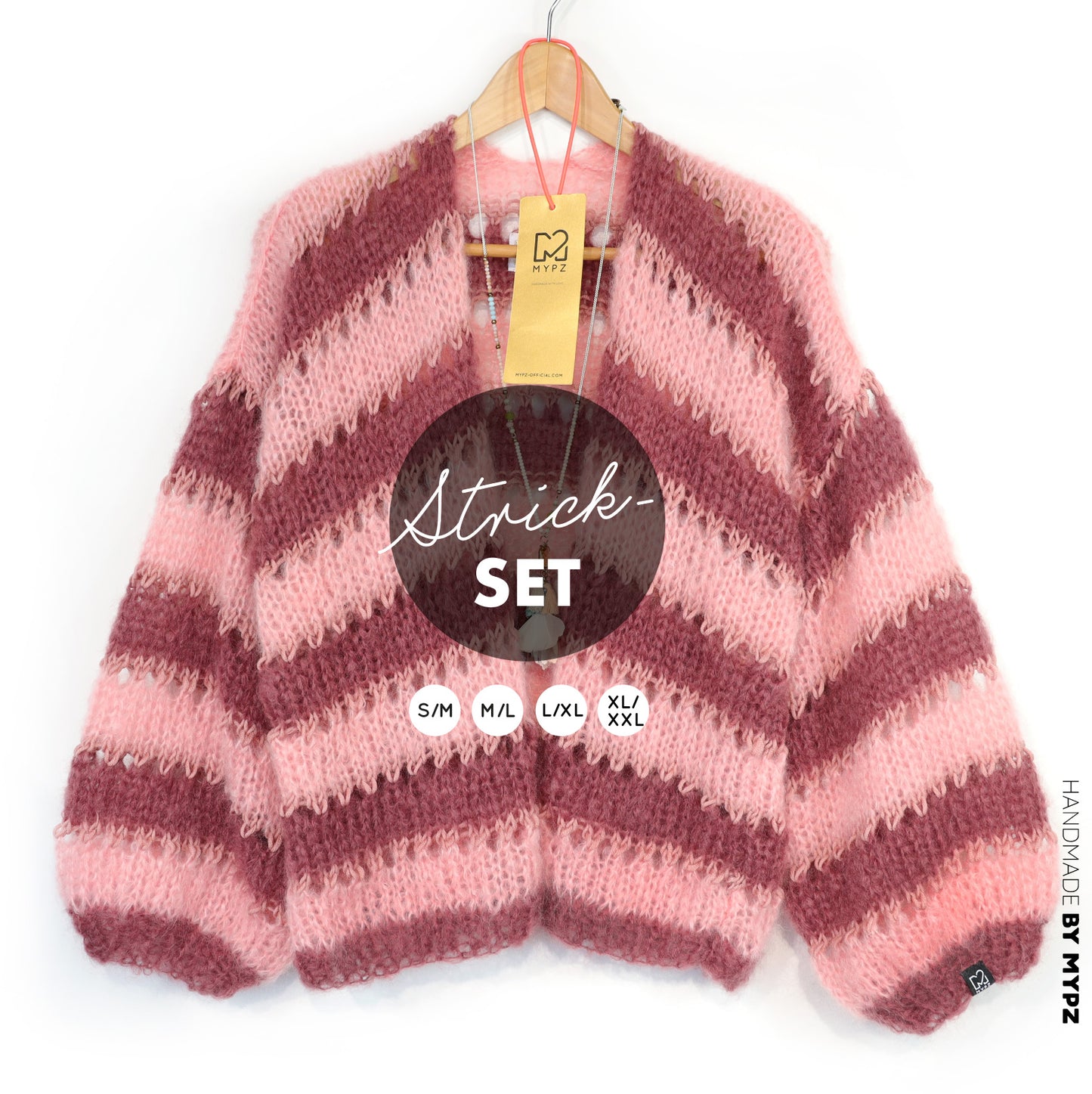 Breipakket – MYPZ kort Light Mohair Cardigan Rose Burgundy No10 (ENG-NL-DE-FR-ES)