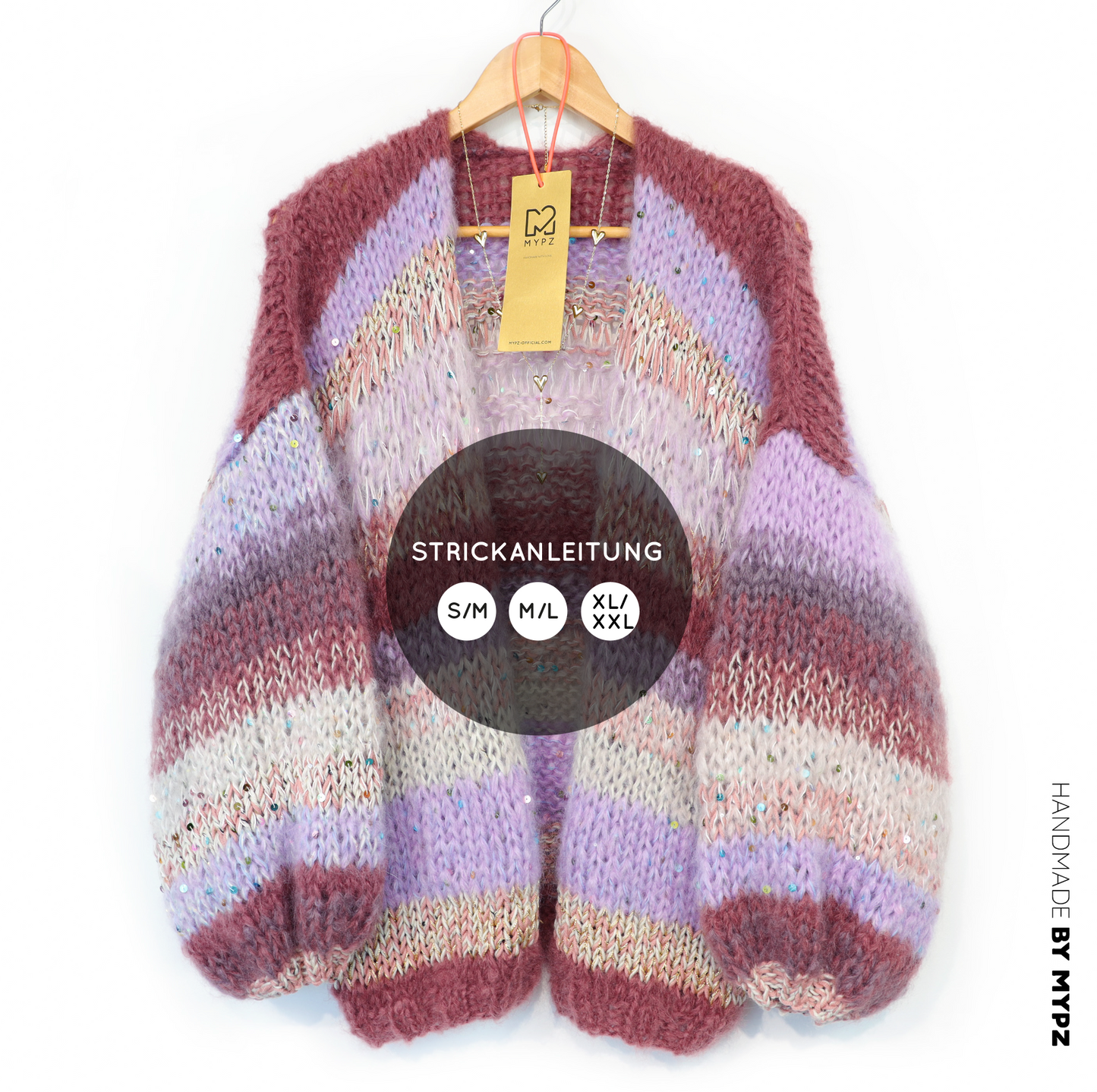 Breipatroon – Chunky Mohair Cardigan Whisper Rose No.12 (ENG-NL-DE)