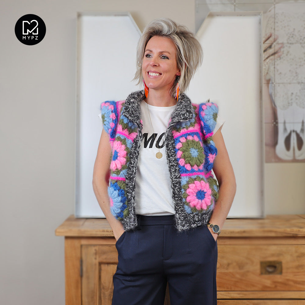 Haakpakket - MYPZ 3D Granny Gilet PinkyBlue (ENG-NL)