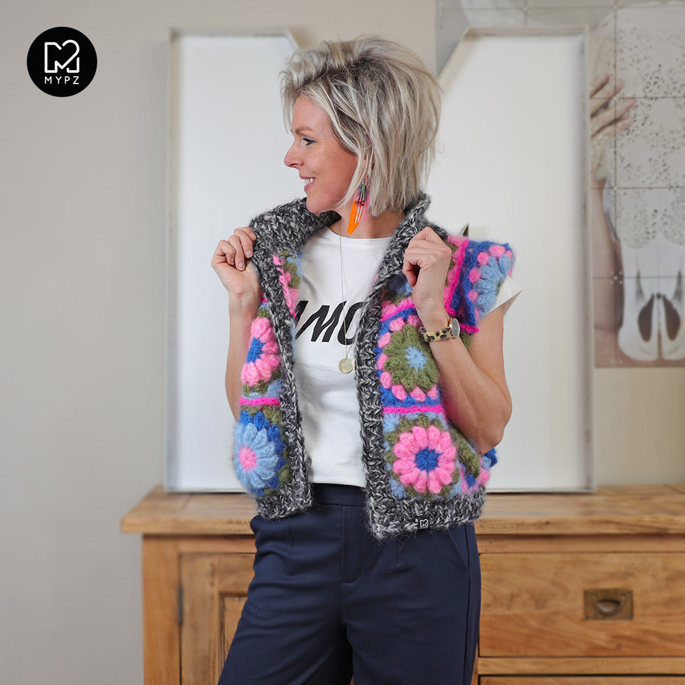 Haakpakket - MYPZ 3D Granny Gilet PinkyBlue (ENG-NL)