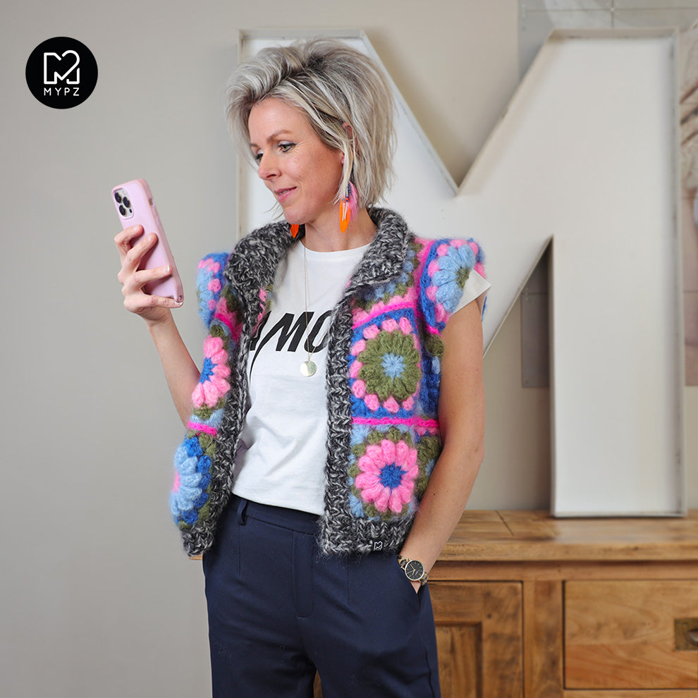 Haakpakket - MYPZ 3D Granny Gilet PinkyBlue (ENG-NL)