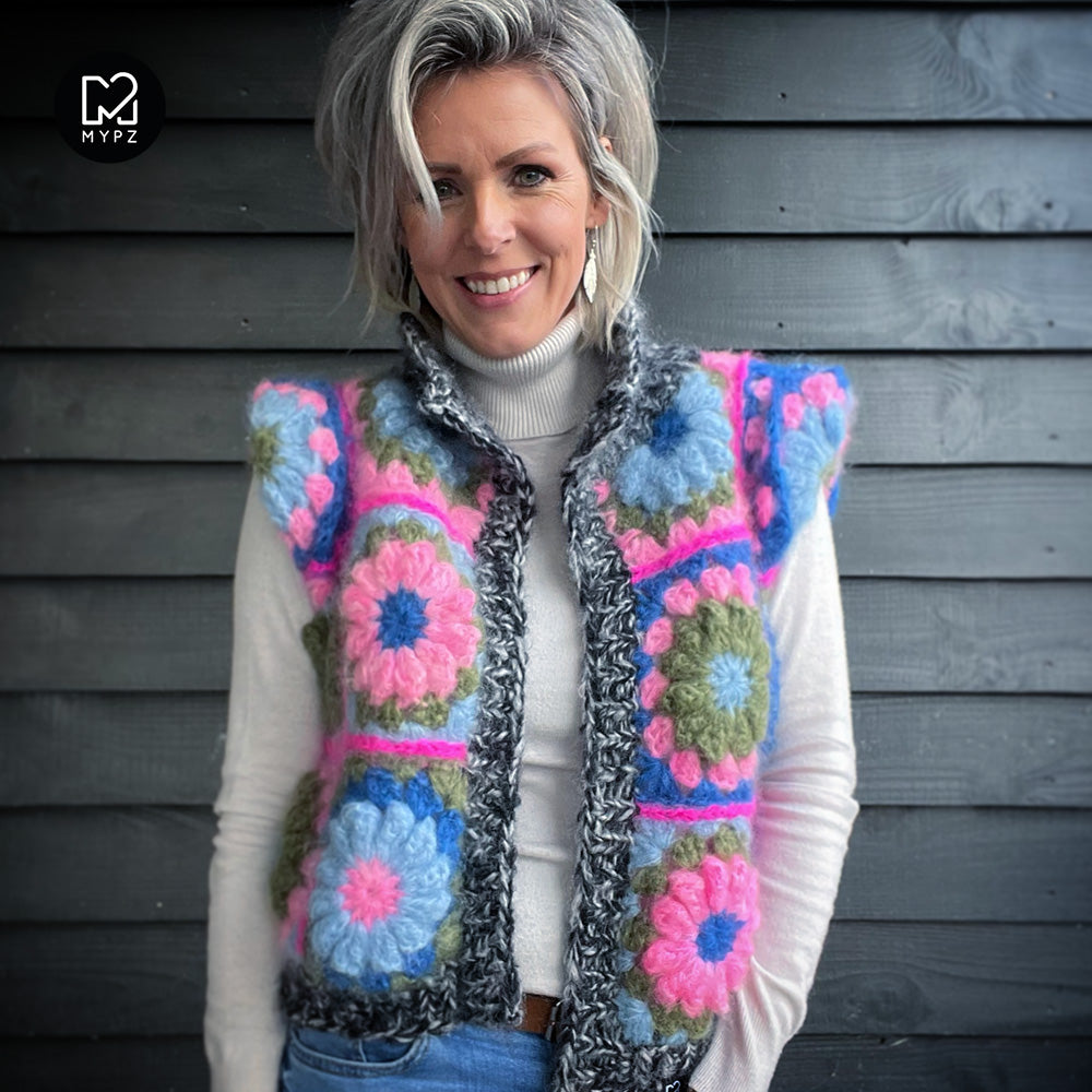 Haakpakket - MYPZ 3D Granny Gilet PinkyBlue (ENG-NL)