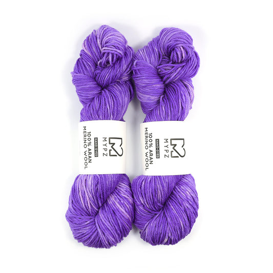 MYPZ Hand-dyed 100% Aran Merino Wool – Purple