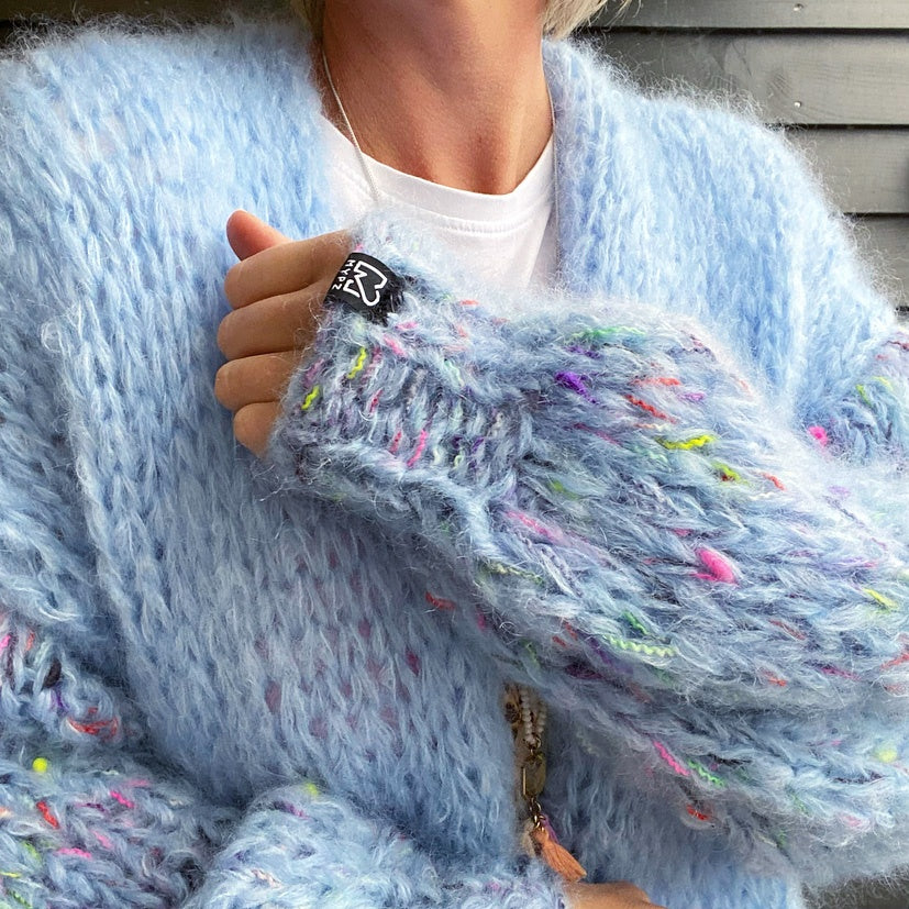 MYPZ basic chunky mohair cardigan Bubble Blue no15