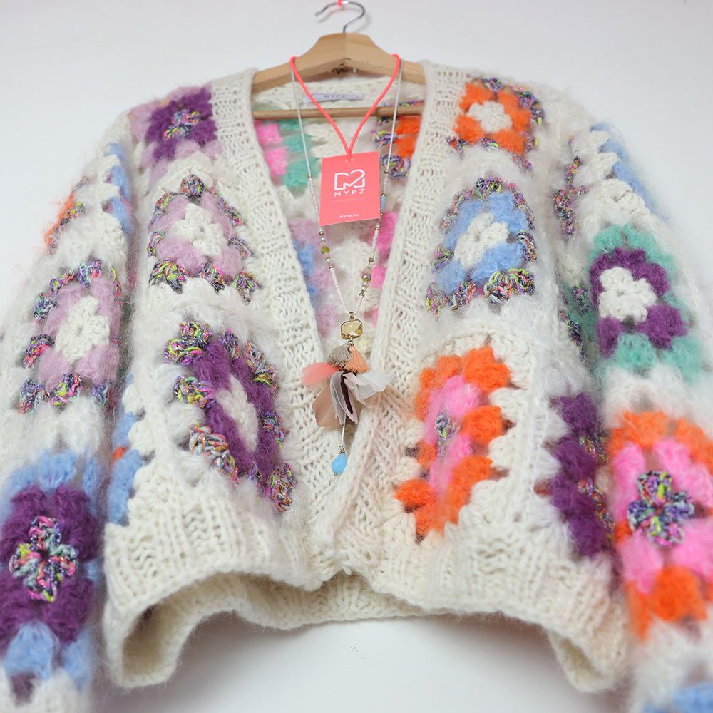 Haakpakket - MYPZ Dreamy Granny square bomber vest Off White (ENG-NL-ES)