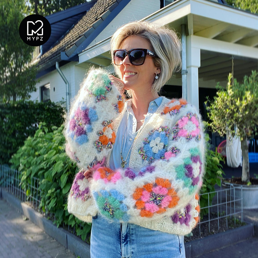 Haakpakket - MYPZ Dreamy Granny square bomber vest Off White (ENG-NL-ES)