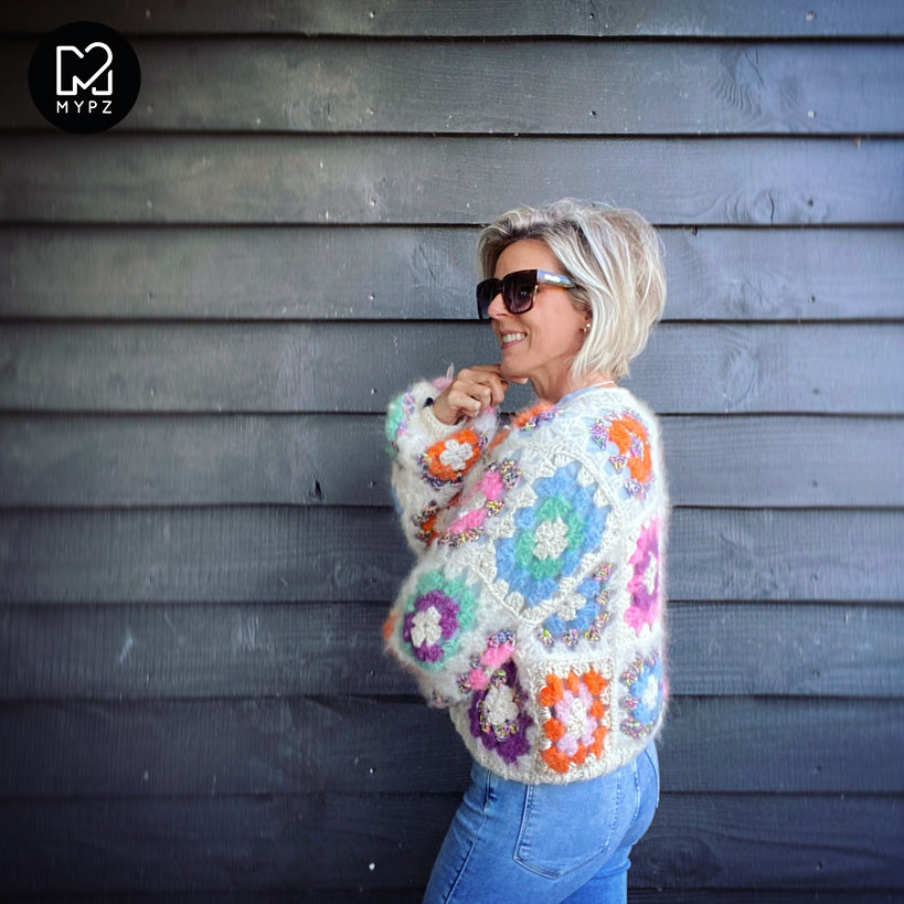 Haakpakket - MYPZ Dreamy Granny square bomber vest Off White (ENG-NL-ES)