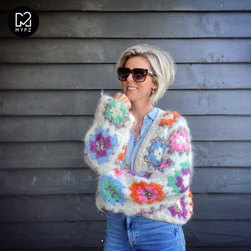 Haakpakket - MYPZ Dreamy Granny square bomber vest Off White (ENG-NL-ES)