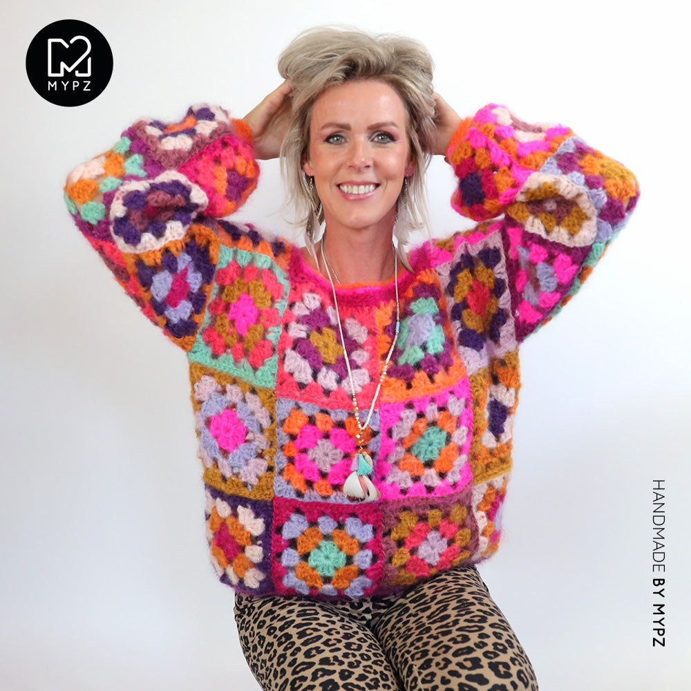 Haakpakket - MYPZ Granny square Mohair trui Flora (ENG-NL)