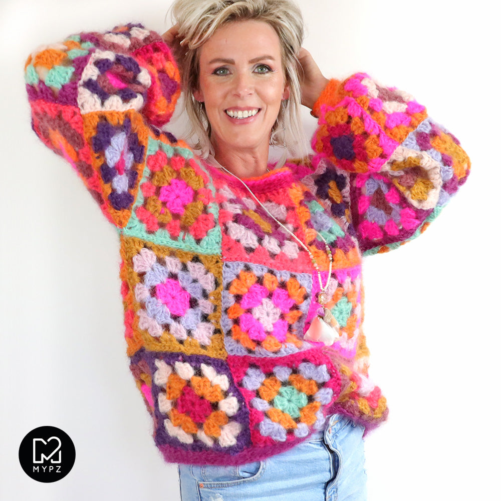 Haakpatroon - MYPZ Granny square Mohair trui Flora (ENG-NL)