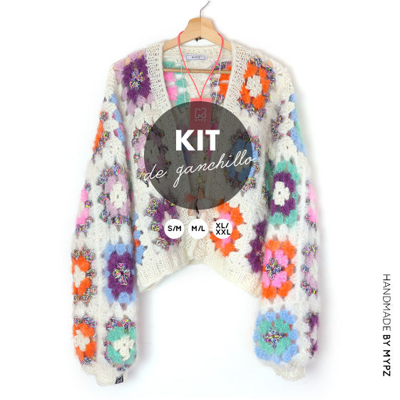 Haakpakket - MYPZ Dreamy Granny square bomber vest Off White (ENG-NL-ES)