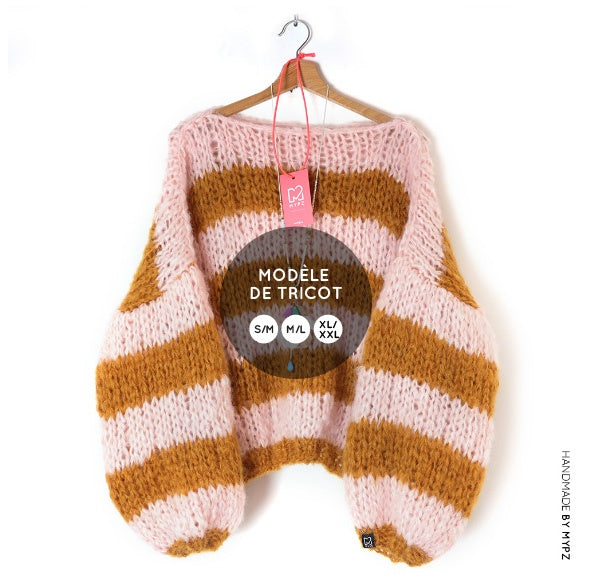 MYPZ modèle de tricot pull over EN GROSSE MAILLE EN TWEED RUGUEUX N015 FR