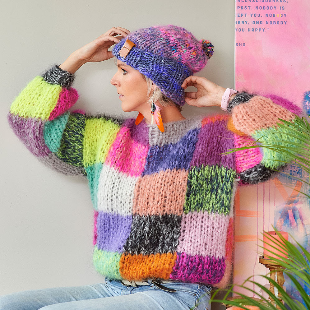 MYPZ chunky rainbow patchwork pullover No15