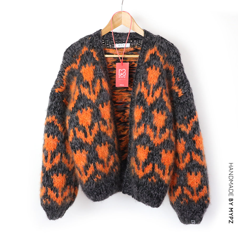 Orange and cheap black cardigan