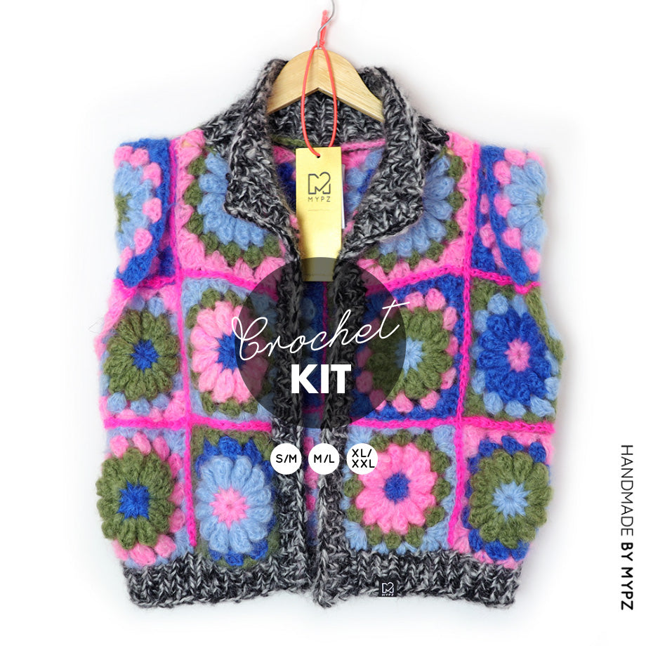 Haakpakket - MYPZ 3D Granny Gilet PinkyBlue (ENG-NL)