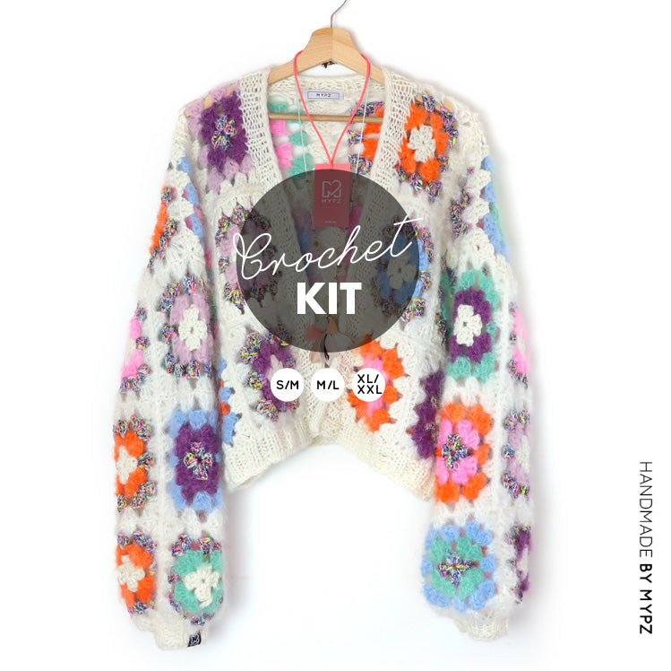 Haakpakket - MYPZ Dreamy Granny square bomber vest Off White (ENG-NL-ES)