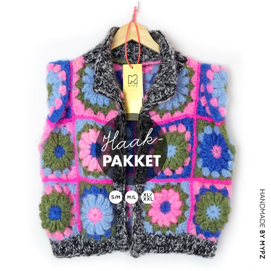 Haakpakket - MYPZ 3D Granny Gilet PinkyBlue (ENG-NL)